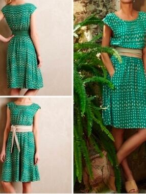 Anthropologie Maeve Evaline Smocked Dress Fully Lined Medium NWOT$120